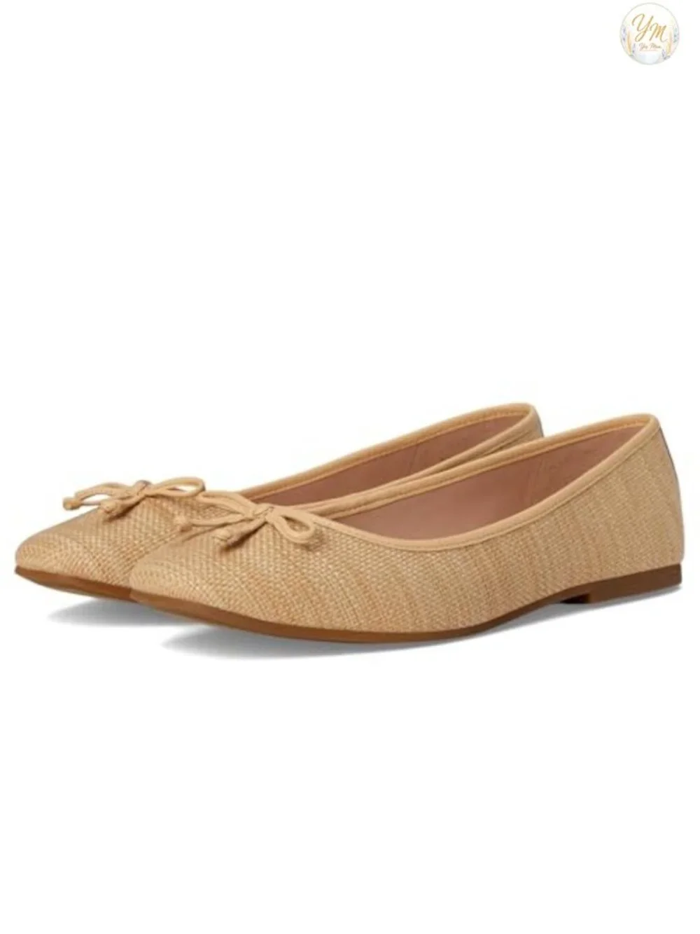 Square Toe Ballet Flats with Bow Detail Leather Lined Padded Comfort
